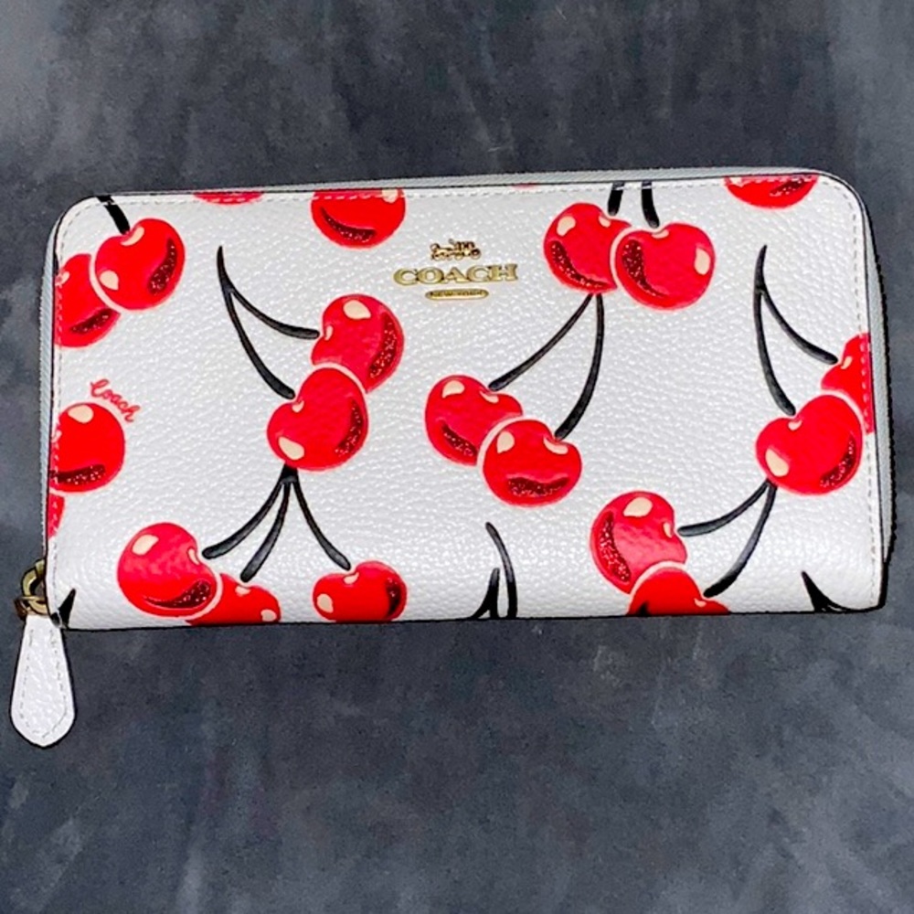 NWT Coach Cherry Print Zip Wallet